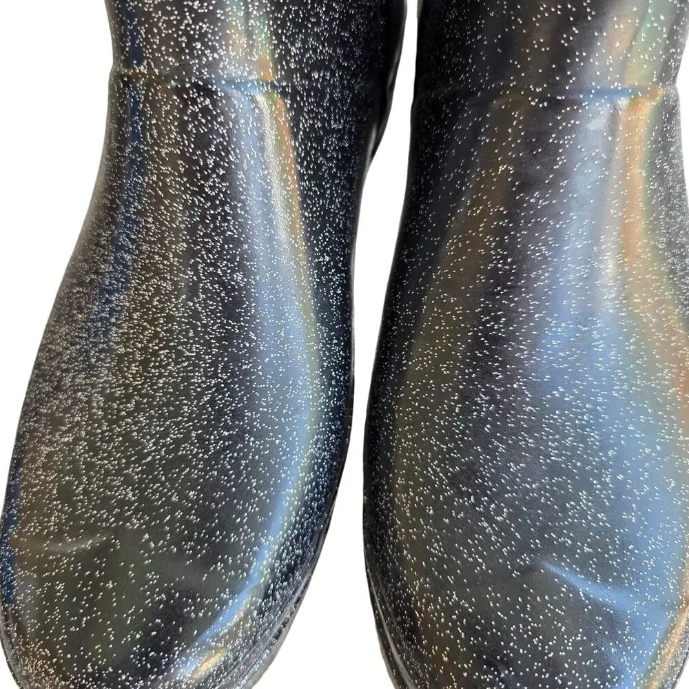 Hunter Play Starcloud Glitter Short Rain Boots Black Size 11